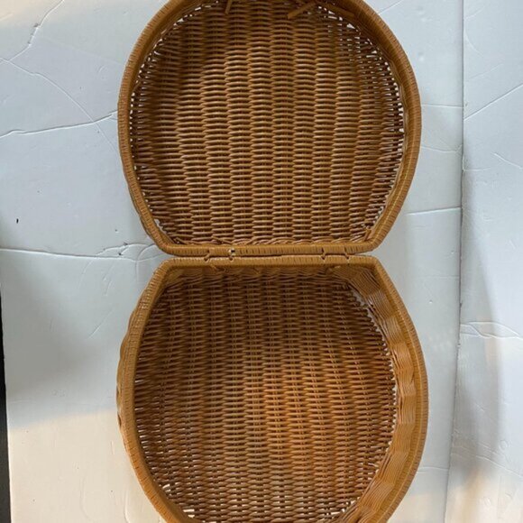 Woven Wicker Picnic Basket Carrying Case Handbag - Picture 7 of 7